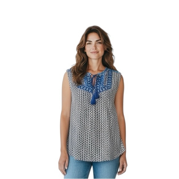 J Crew embroidered silk blend sleeveless top - Picture 1 of 13